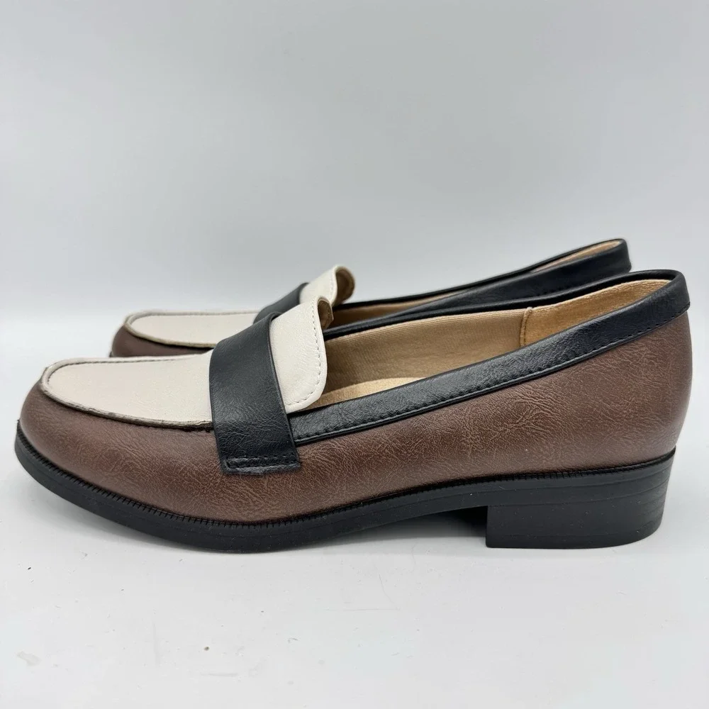 LifeStride Sonoma 2 Loafers Womens 6.5M Comfort Brown Black White Slip On